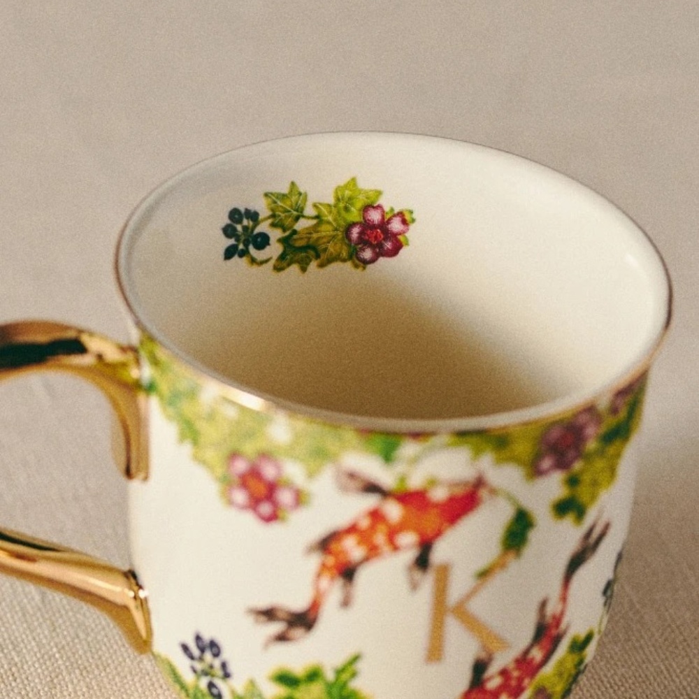 NWT  Anthropologie Lou Rota Nature Monogram Mug Letter K - Picture 3 of 3